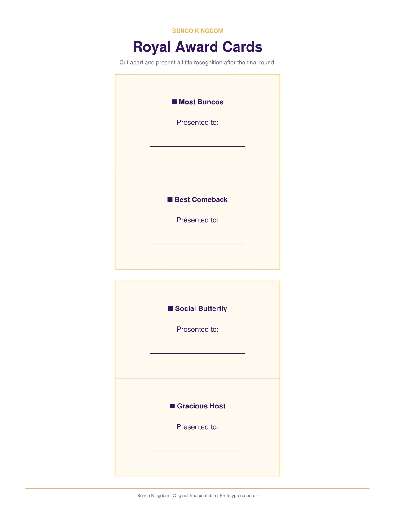Preview of Royal Award Cards