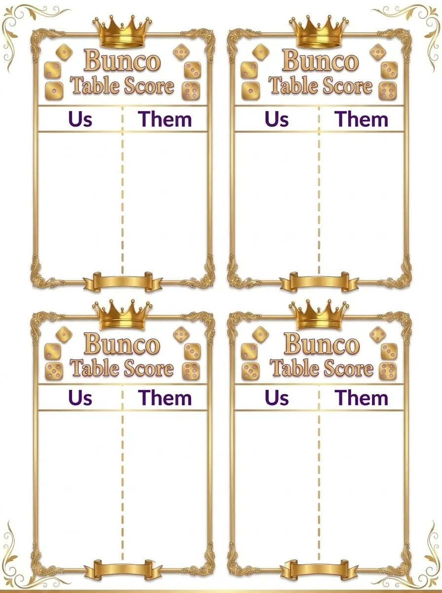 Preview of Royal Bunco Table Scorecards